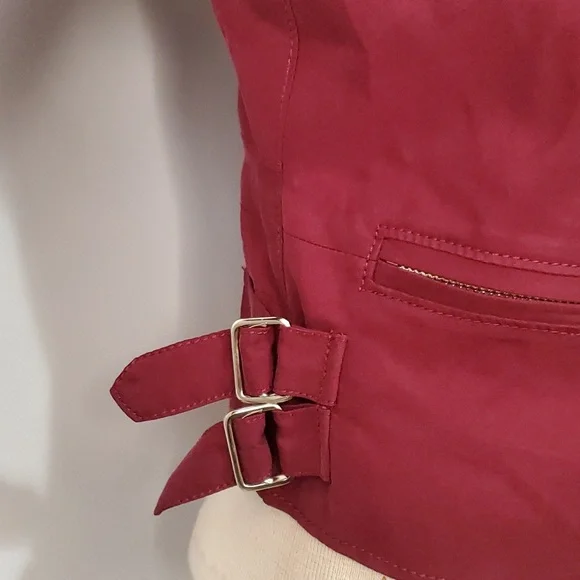 CLUB MONACO burgundy lightweight moto jacket. Size small - Picture 4 of 11